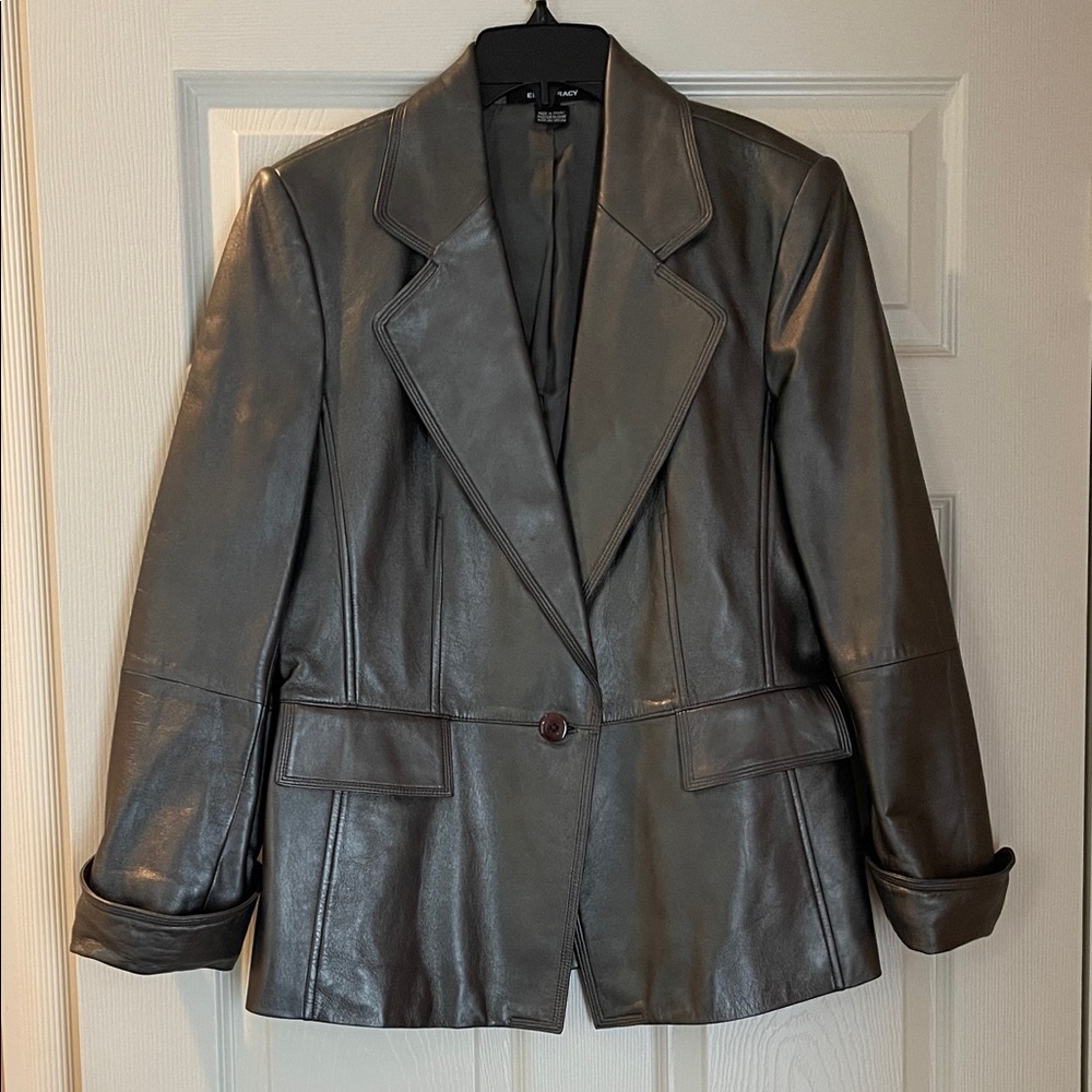 Ellen Tracy Metallic Gray Blazer